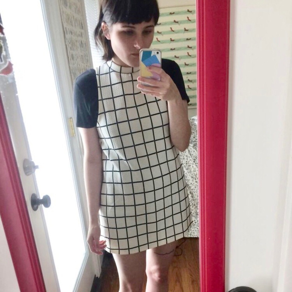 1960s Mod Windowpane Shift Dress